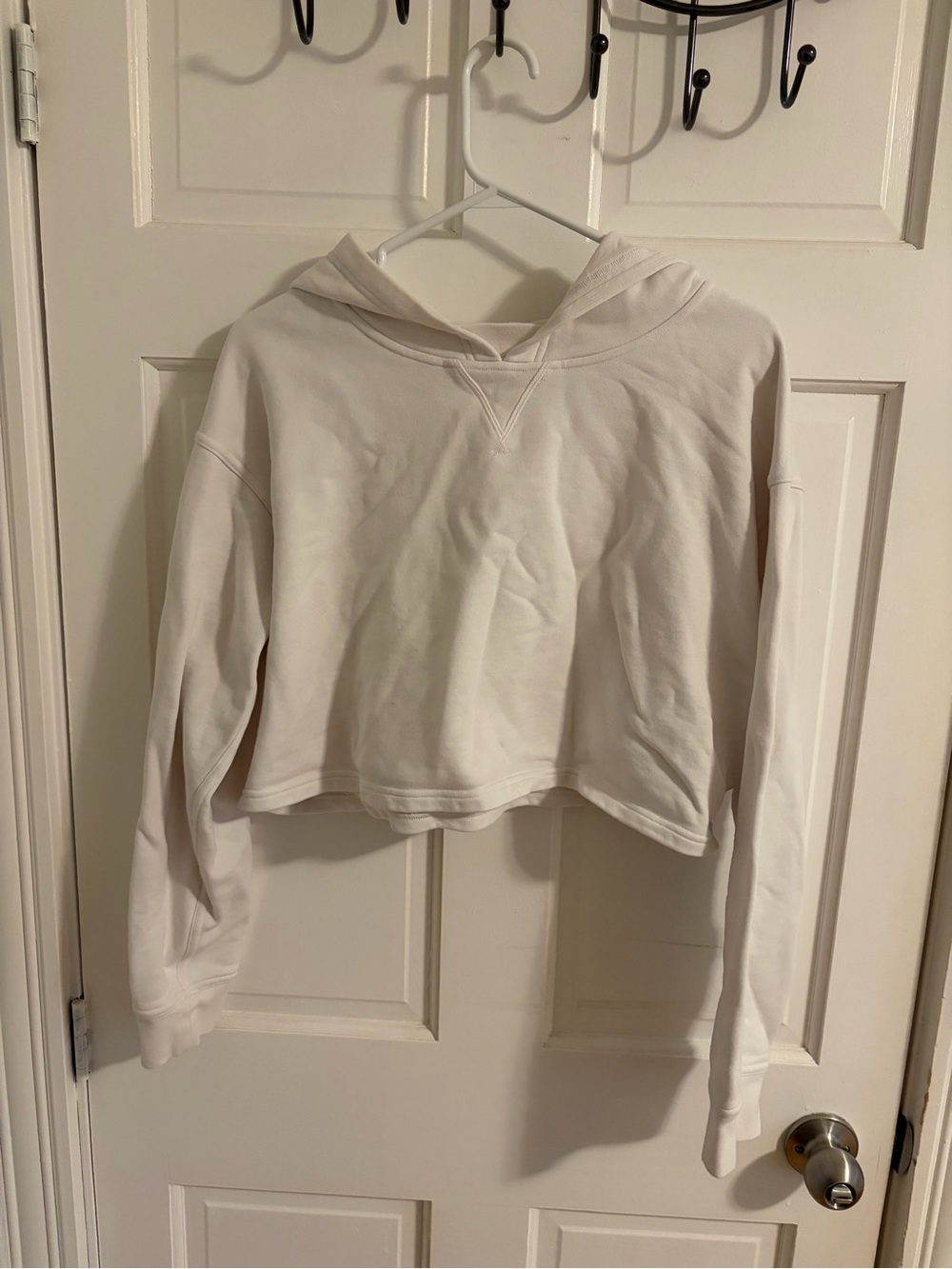 Cropped Hooded Sweatshirt - Cream